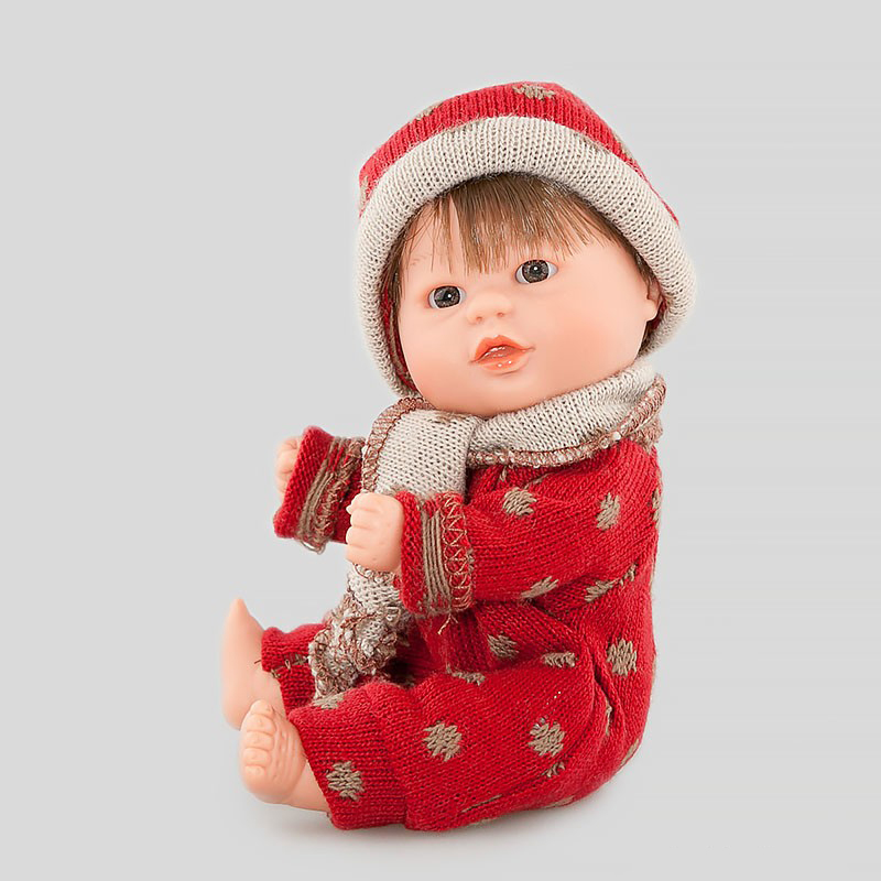 Кукла Бебетин в комбинезоне с шапкой и шарфиком, 21 см  